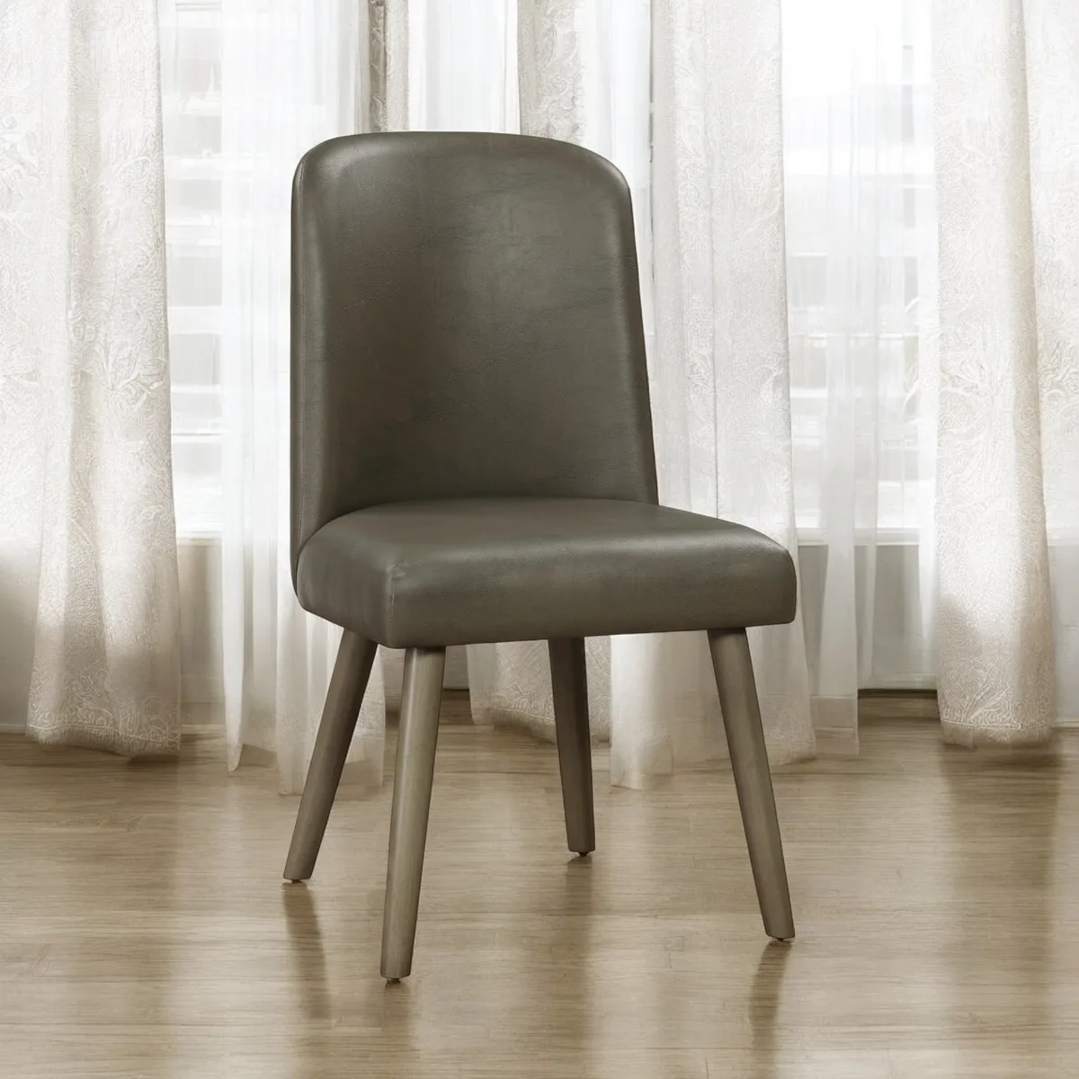 Acme Waylon Side Chair (Set - 2), Gray PU & Gray Oak (2Pc/1Ctn) 72202 — view 1