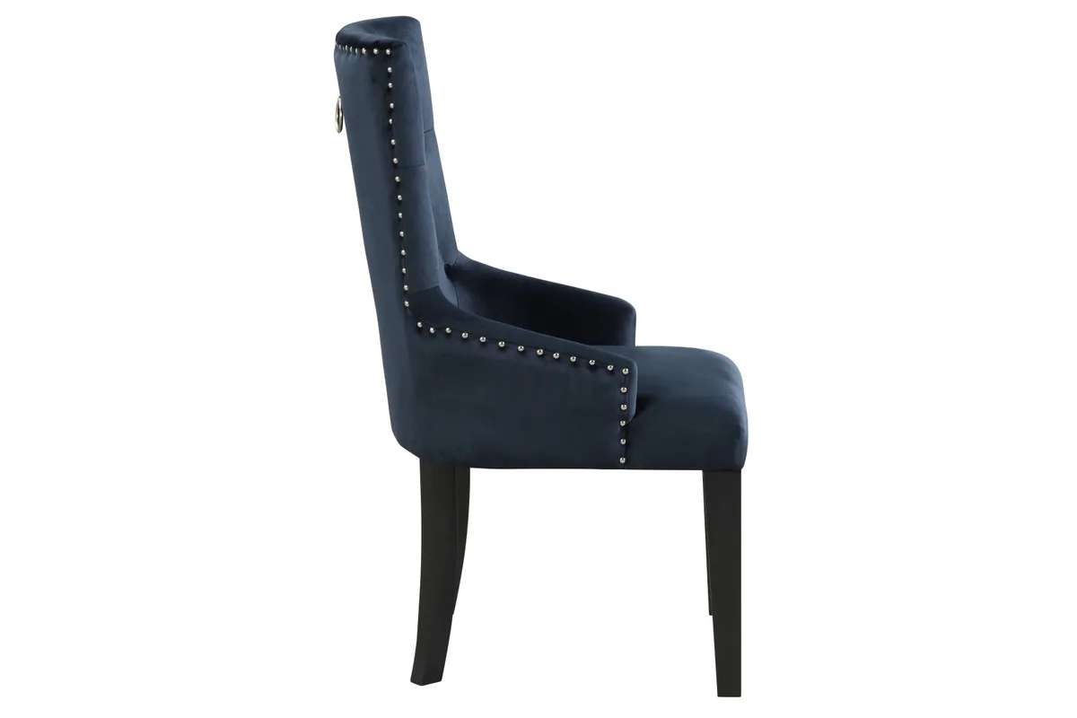 Acme Varian II Side Chair (1 Pc) in Black Velvet & Black & Sliver Finish — view 2
