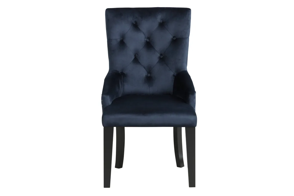 Acme Varian II Side Chair (1 Pc) in Black Velvet & Black & Sliver Finish — view 4